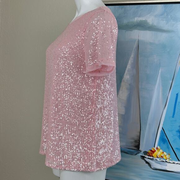 Anne Klein T-Shirt Blouse
Crewneck Short-Sleeve Sequin size Large NWT - Picture 4 of 7